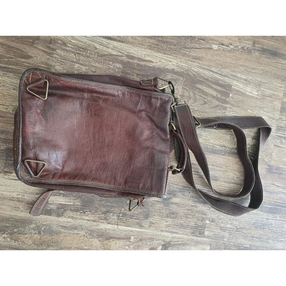 What Daisy Did Recycled Leather Messenger Bag Dark Brown Shoulder Crossbody Flaw